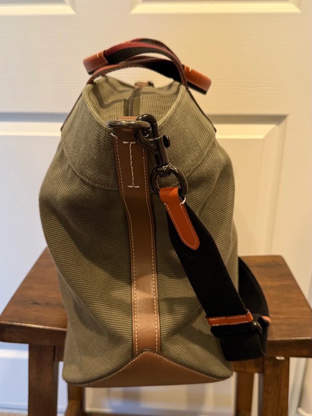 COACH Canvas Tote Bag 38 Olive Green with black & tan trim - style CJ486 - EUC - Picture 9 of 13
